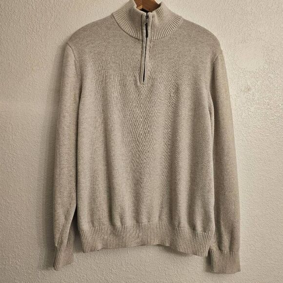 Nautica Men's Quarter-zip Cream Sweater: Size  : Preppy Coastal Casual - Picture 1 of 7